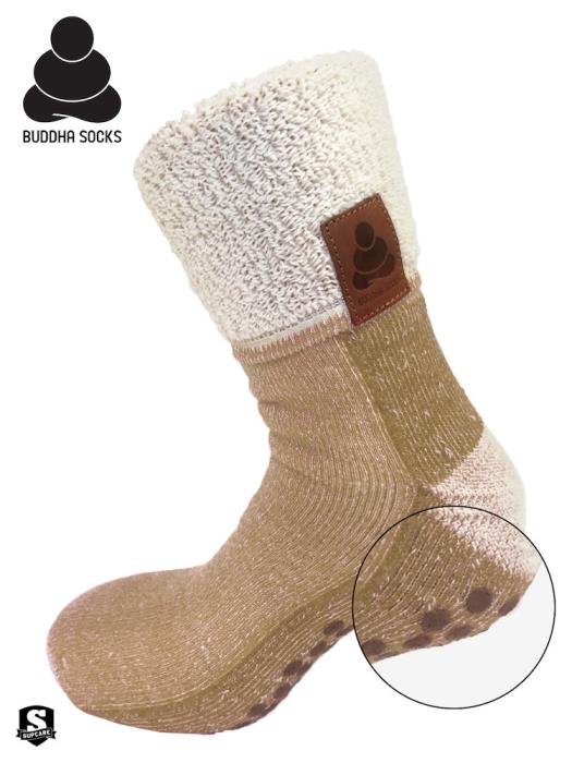 Bild 1, Supcare Buddha Socks, antihalksocka i ull, beige