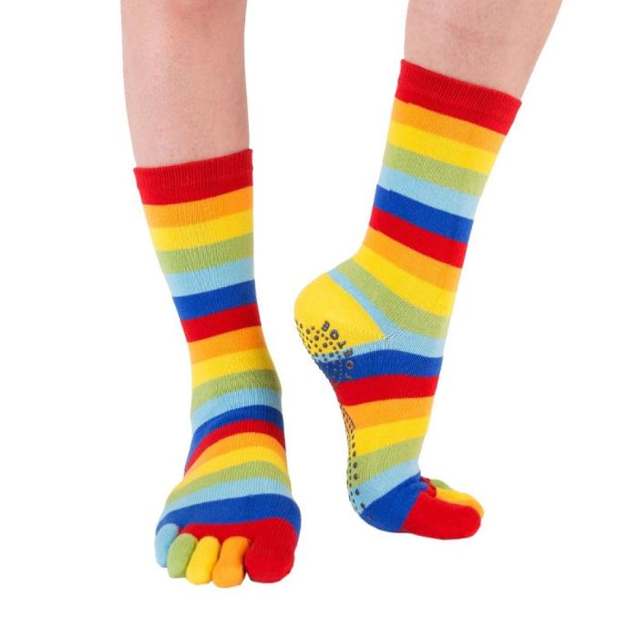 Bild 1, TOETOE TOETOE Anti-Slip Mid-Calf Striped Rainbow