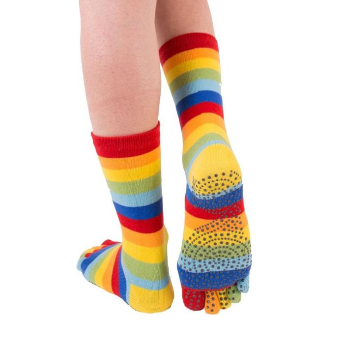 Bild 2, TOETOE TOETOE Anti-Slip Mid-Calf Striped Rainbow