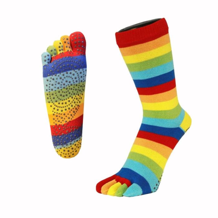 Bild 4, TOETOE TOETOE Anti-Slip Mid-Calf Striped Rainbow