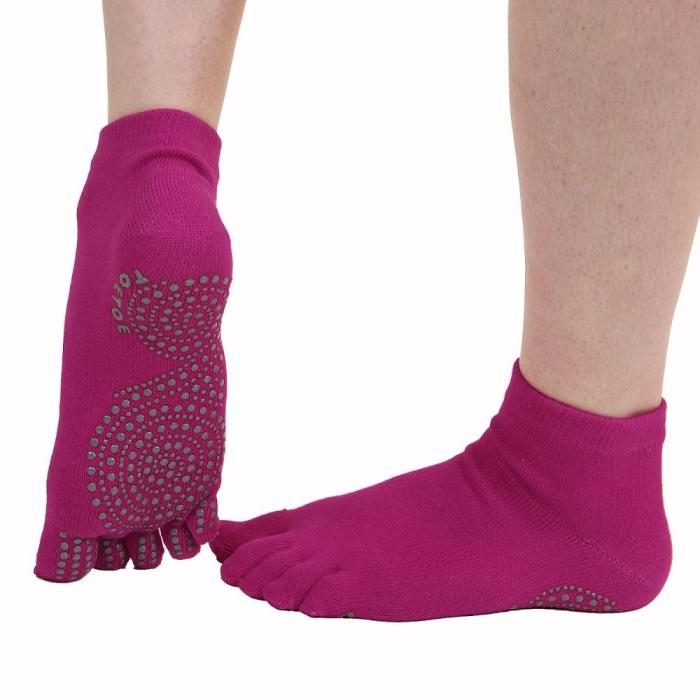 Bild 1, TOETOE TOETOE Yoga&pilates anti-slip trainer tåstrumpor, Fuchsia