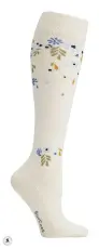 Supcare Stödstrumpor, Eco Cotton, Flower Shower Off White