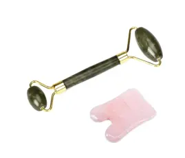 Mediconline Jade Roller med Rose Quartz Gua Sha Sten